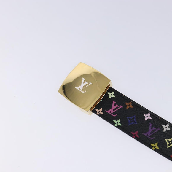 LOUIS VUITTON Multicolor Ceinture LV cut Belt Black M6890 LV Auth yk18733V