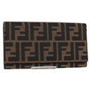 FENDI Zucca Canvas Long Wallet Black Brown Auth yk18739V-1