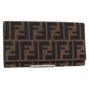 FENDI Zucca Canvas Long Wallet Black Brown Auth yk18739V