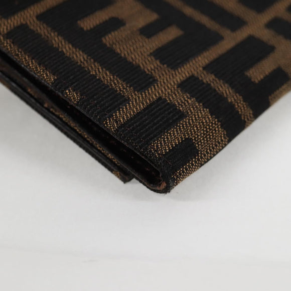 FENDI Zucca Canvas Long Wallet Black Brown Auth yk18739V