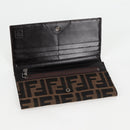 FENDI Zucca Canvas Long Wallet Black Brown Auth yk18739V-8