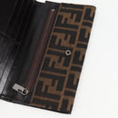 FENDI Zucca Canvas Long Wallet Black Brown Auth yk18739V-18