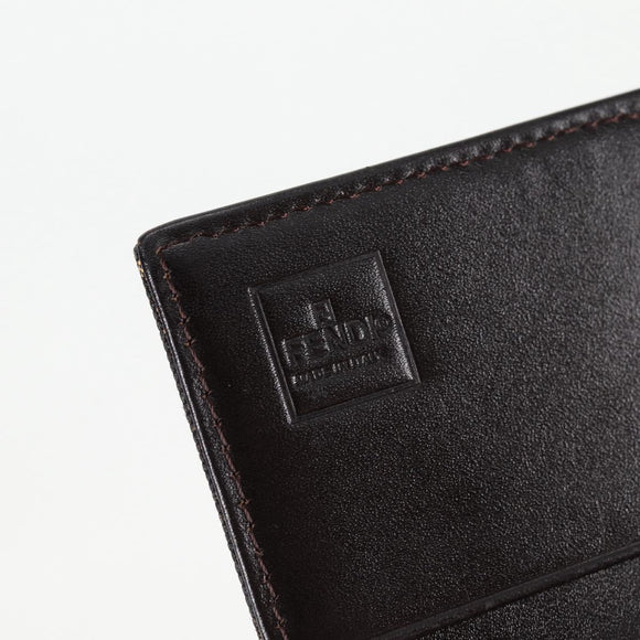 FENDI Zucca Canvas Long Wallet Black Brown Auth yk18739V