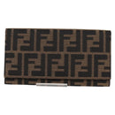 FENDI Zucca Canvas Long Wallet Black Brown Auth yk18739V-13