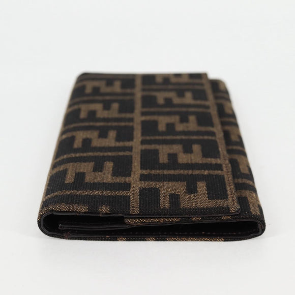 FENDI Zucca Canvas Long Wallet Black Brown Auth yk18739V