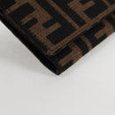 FENDI Zucca Canvas Long Wallet Black Brown Auth yk18739V-7