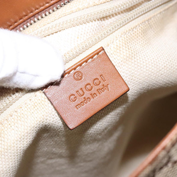 GUCCI GG Canvas Shoulder Bag Beige Silver 308930 Auth yk18742