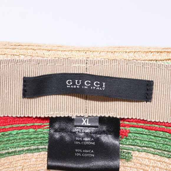 GUCCI Web Sherry Line Hat Abaca Beige Red Green 234137 Auth yk18743
