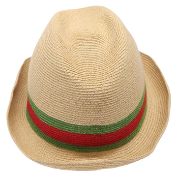 GUCCI Web Sherry Line Hat Abaca Beige Red Green 234137 Auth yk18743 - 0