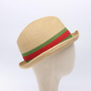 GUCCI Web Sherry Line Hat Abaca Beige Red Green 234137 Auth yk18743-3