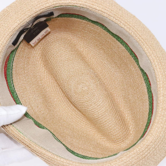 GUCCI Web Sherry Line Hat Abaca Beige Red Green 234137 Auth yk18743