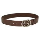 GUCCI Interlocking Belt Leather 33.1"" Black Gold 036 1192 4964 Auth yk18745-1