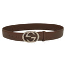 GUCCI Interlocking Belt Leather 33.1"" Black Gold 036 1192 4964 Auth yk18745-2