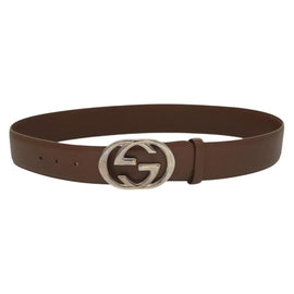 GUCCI Interlocking Belt Leather 33.1"" Black Gold 036 1192 4964 Auth yk18745 - 0