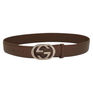 GUCCI Interlocking Belt Leather 33.1"" Black Gold 036 1192 4964 Auth yk18745 - 0