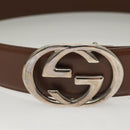 GUCCI Interlocking Belt Leather 33.1"" Black Gold 036 1192 4964 Auth yk18745-6