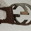 GUCCI Interlocking Belt Leather 33.1"" Black Gold 036 1192 4964 Auth yk18745-8