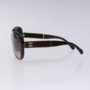 CHANEL Sunglasses Plastic Brown Gold CC Auth yk18748-4