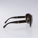 CHANEL Sunglasses Plastic Brown Gold CC Auth yk18748-5