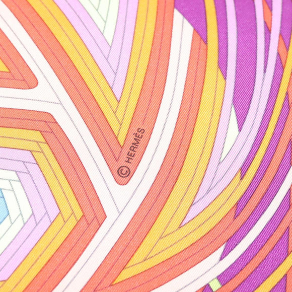 HERMES Carre 90 Scarf ""L’Art du Temari"" Silk Purple gray Auth yk18757