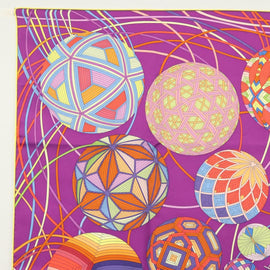 HERMES Carre 90 Scarf ""L’Art du Temari"" Silk Purple gray Auth yk18757 - 0