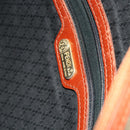 FENDI Pecan Canvas Boston Bag PVC Black Brown gold Auth yk18761-18