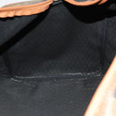 FENDI Pecan Canvas Boston Bag PVC Black Brown gold Auth yk18761-19