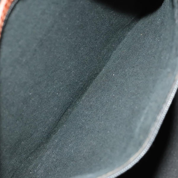 FENDI Pecan Canvas Boston Bag PVC Black Brown gold Auth yk18761