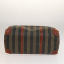 FENDI Pecan Canvas Boston Bag PVC Black Brown gold Auth yk18761-5