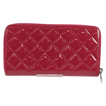 CHANEL Matelasse Brilliant Long Wallet Enamel Pink Silver CC Auth yk18767V - 0