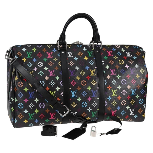 LOUIS VUITTON Multicolor Keepall Bandouliere 50 Bag Black M13745 Auth yk18768SM
