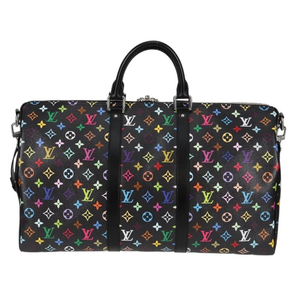 LOUIS VUITTON Multicolor Keepall Bandouliere 50 Bag Black M13745 Auth yk18768SM