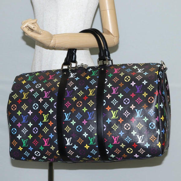 LOUIS VUITTON Multicolor Keepall Bandouliere 50 Bag Black M13745 Auth yk18768SM