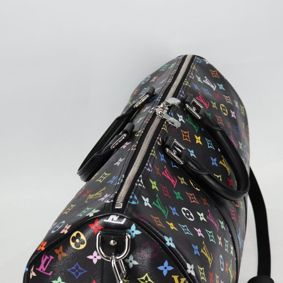 LOUIS VUITTON Multicolor Keepall Bandouliere 50 Bag Black M13745 Auth yk18768SM