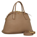 Miu Miu Hand Bag Leather 2way Beige Gold Auth yk18770-1