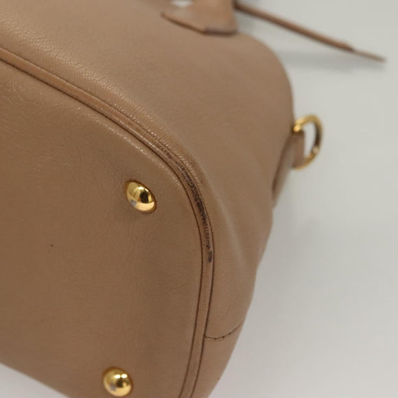 Miu Miu Hand Bag Leather 2way Beige Gold Auth yk18770