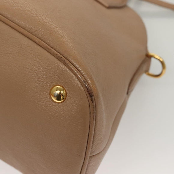 Miu Miu Hand Bag Leather 2way Beige Gold Auth yk18770