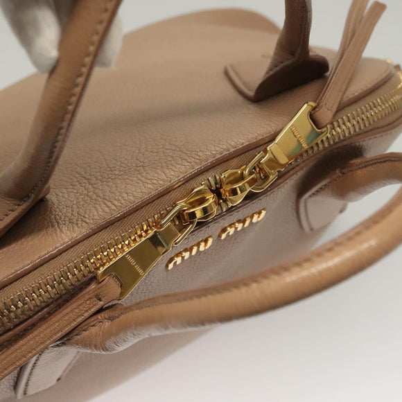Miu Miu Hand Bag Leather 2way Beige Gold Auth yk18770