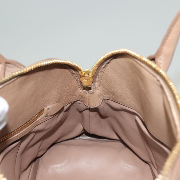 Miu Miu Hand Bag Leather 2way Beige Gold Auth yk18770