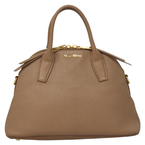 Miu Miu Hand Bag Leather 2way Beige Gold Auth yk18770