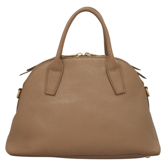 Miu Miu Hand Bag Leather 2way Beige Gold Auth yk18770