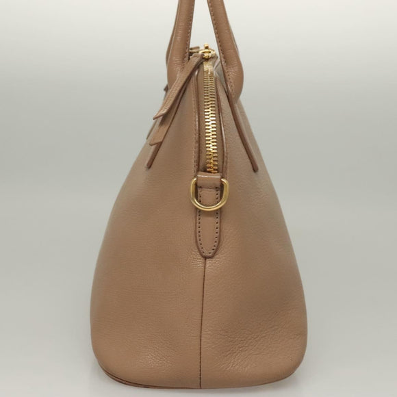 Miu Miu Hand Bag Leather 2way Beige Gold Auth yk18770
