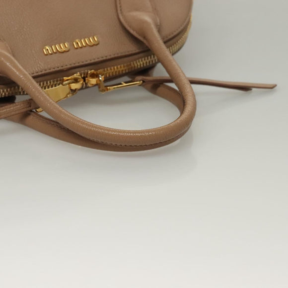 Miu Miu Hand Bag Leather 2way Beige Gold Auth yk18770