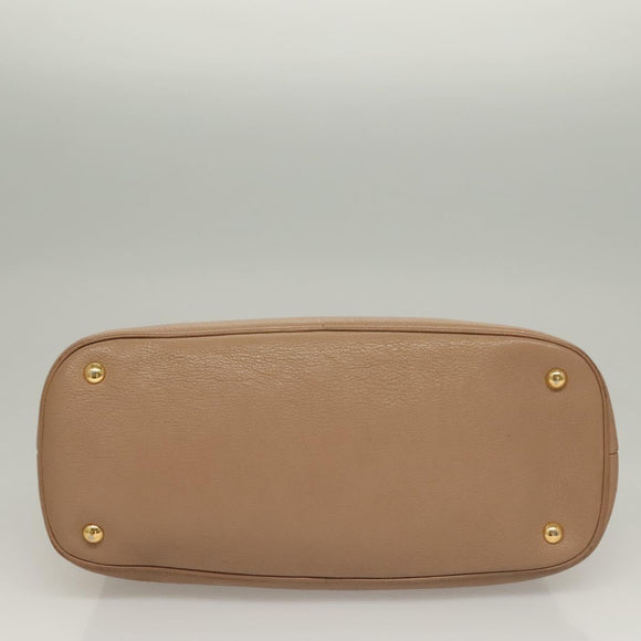 Miu Miu Hand Bag Leather 2way Beige Gold Auth yk18770