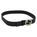 GUCCI Interlocking Belt Leather 33.1"" Black Gold 036 1192 4964 Auth yk18781-1