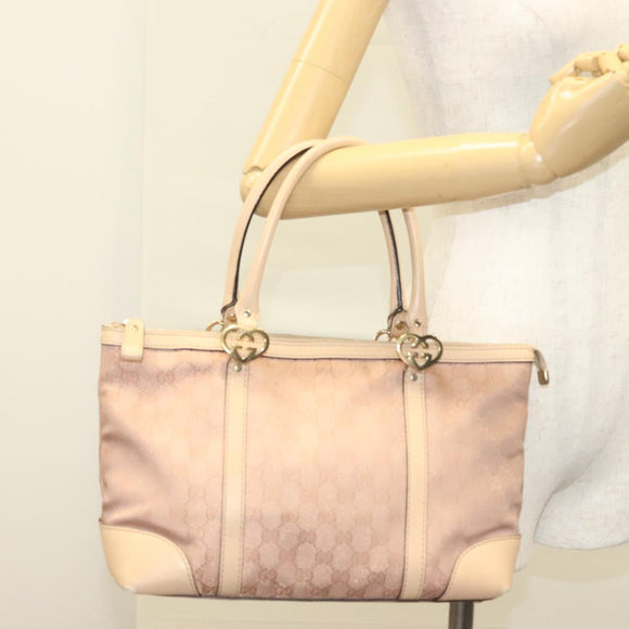 GUCCI GG Canvas Lovely Tote Bag Pink Gold 257069 Auth yk18786