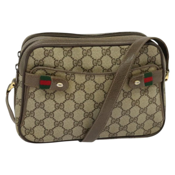 GUCCI GG Supreme Web Sherry Line Shoulder Bag PVC Beige 904 02 049 Auth yk18789