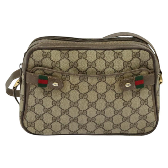 GUCCI GG Supreme Web Sherry Line Shoulder Bag PVC Beige 904 02 049 Auth yk18789