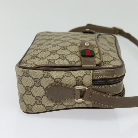 GUCCI GG Supreme Web Sherry Line Shoulder Bag PVC Beige 904 02 049 Auth yk18789