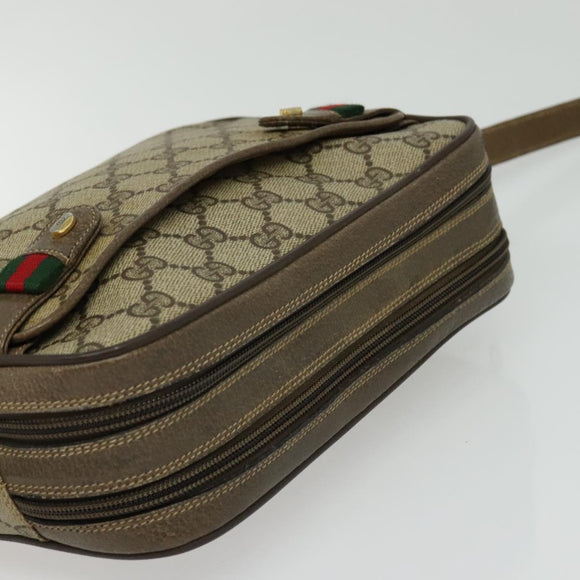 GUCCI GG Supreme Web Sherry Line Shoulder Bag PVC Beige 904 02 049 Auth yk18789